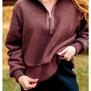 Varley Roselle Half Zip Dark Truffle